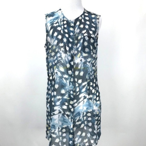 Cabi Blue Semi Sheer Sleeveless Blouse medium - Picture 1 of 6